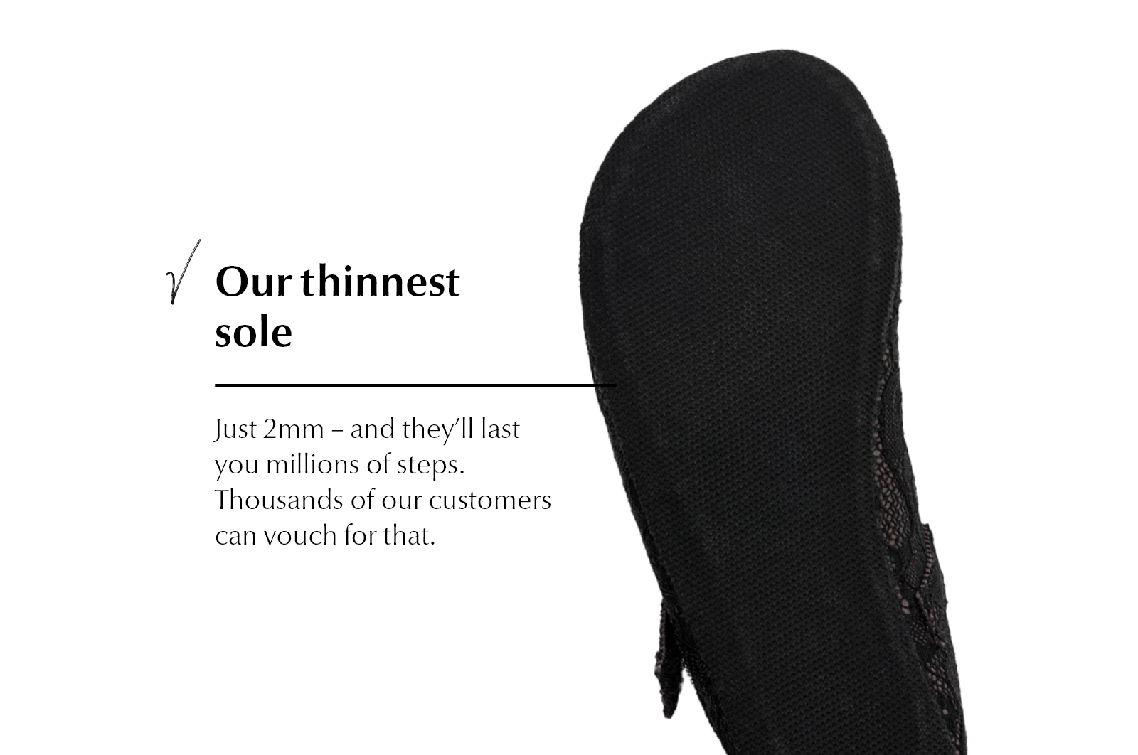 Балетки Ahinsa Ananda Ballet с кружевом с ремешком Barefoot — чёрный, фото 8